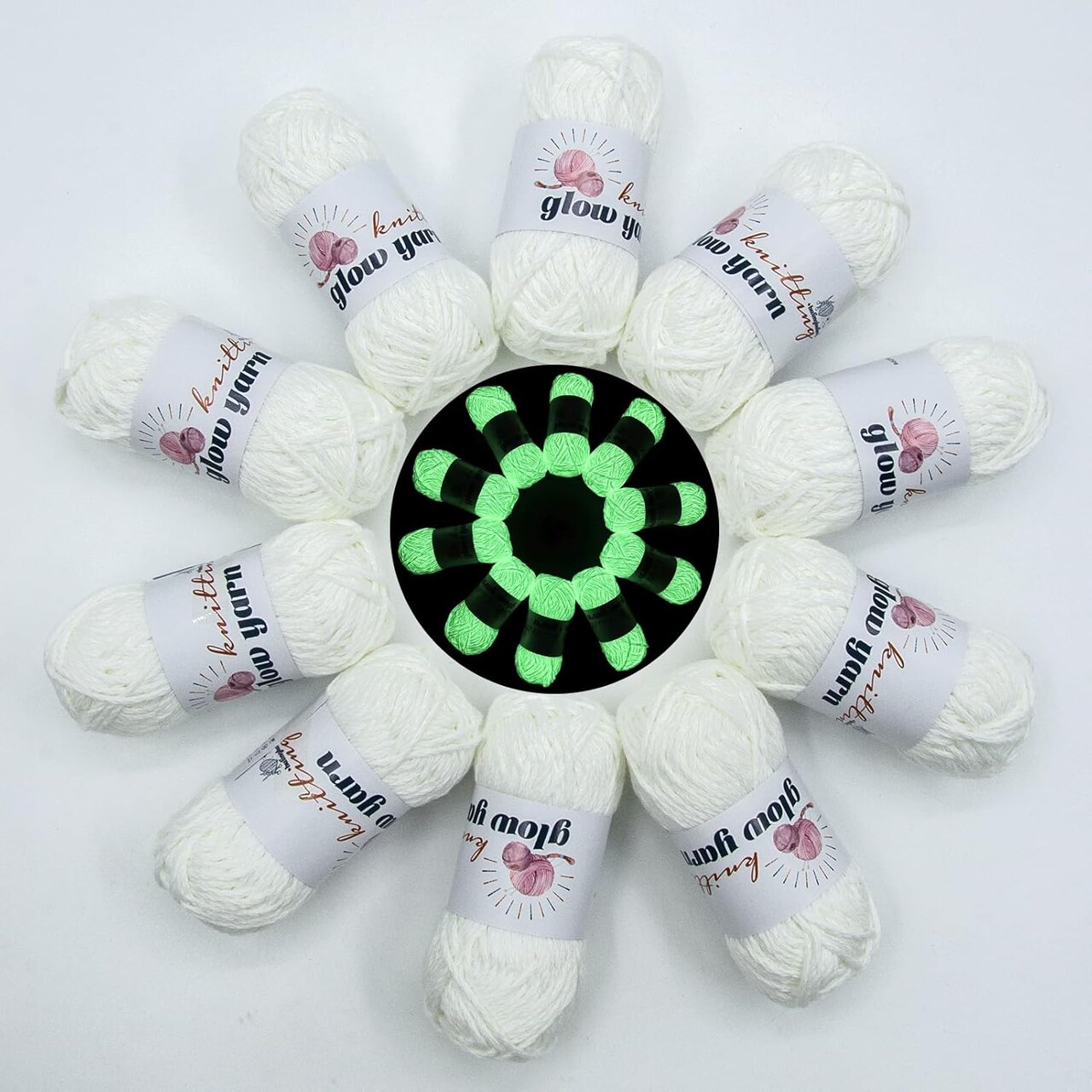 10 Pack Glow in The Dark Yarn for Crocheting, Knitting, and Crafts(White)